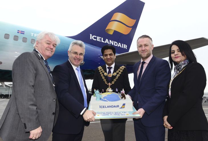 Icelandair Inaugural Reykjavik Flight Arrives At Birmingham Airport 